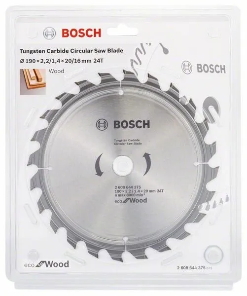 BOSCH Zaagblad Eco voor Hout 190x2,2/1,4x20 24T 2608644375