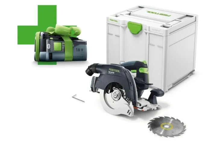 FESTOOL ACCUPENDELKAPZAAG HKC 55 EBBASIC MET GRATIS ACCU