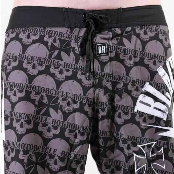 HERENSHORTS (BADKLEDING) BLACK HEART  BASTARD SKULL  ZWART