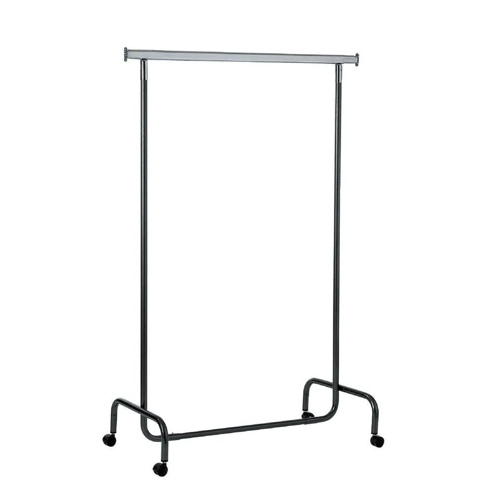 Kledingrek recht grijs chroom op wielen 100x148cm