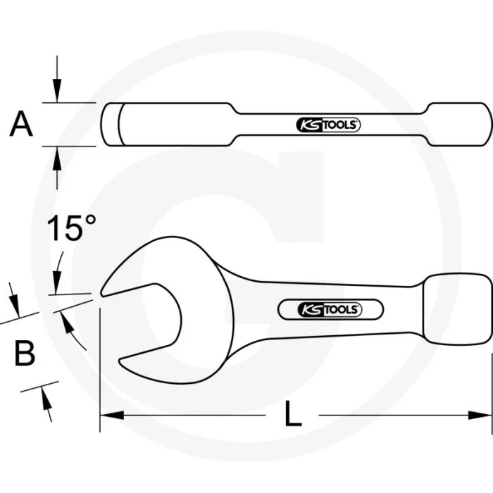 KS TOOLS BRONZE SCHLAGMAULSCHLüSSEL 75 MM  VONKVRIJ, 15° ABGEWINKELT  155X25X350MM