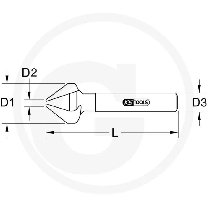 KS TOOLS HSS VERZINKBOOR 90°, 9,4 MM  DIN 335 FORM C, RECHTSSCHNEIDEND, 90° SENKWINKEL