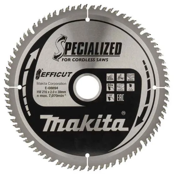 MAKITA E08894 AFKORTZAAGBLAD HOUT  216X30X1,5MM