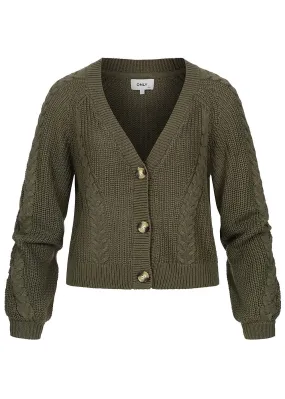 ONLY Dames NOOS Vest met knopen en structuurstof olijfgroen