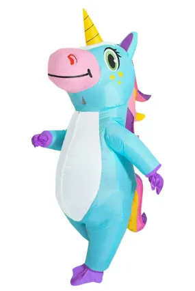 Opblaasbaar Kostuum Kinderen Eenhoorn Blauw Opblaas Pak Unicorn