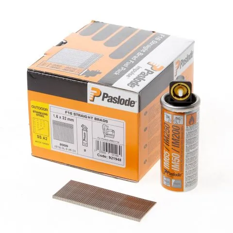 Paslode afwerknagel RVS F16 x 32mm inclusief gas IM65 doos met 2000 nagels