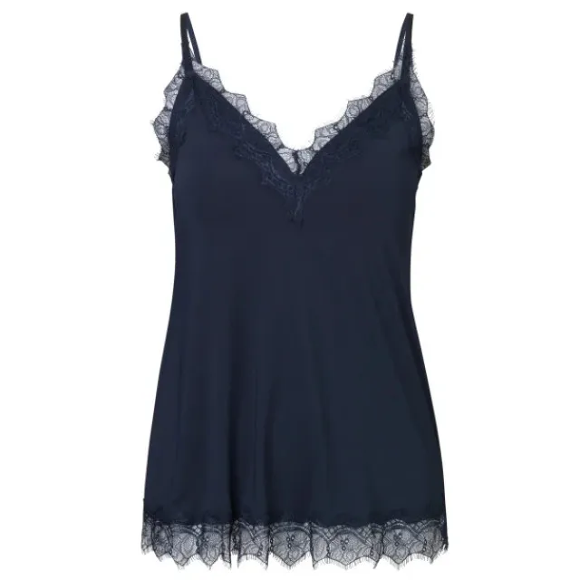Rosemunde Strap top met lace darkblue
