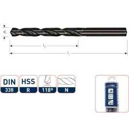 ROTEC HSSR SPIRAALBOOR, DIN 338, TYPE N, ø4,3